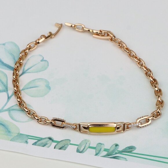 Elegant Rose Gold Bracelet with Yellow Accent, XPBL0701 - Picture 1 of 13